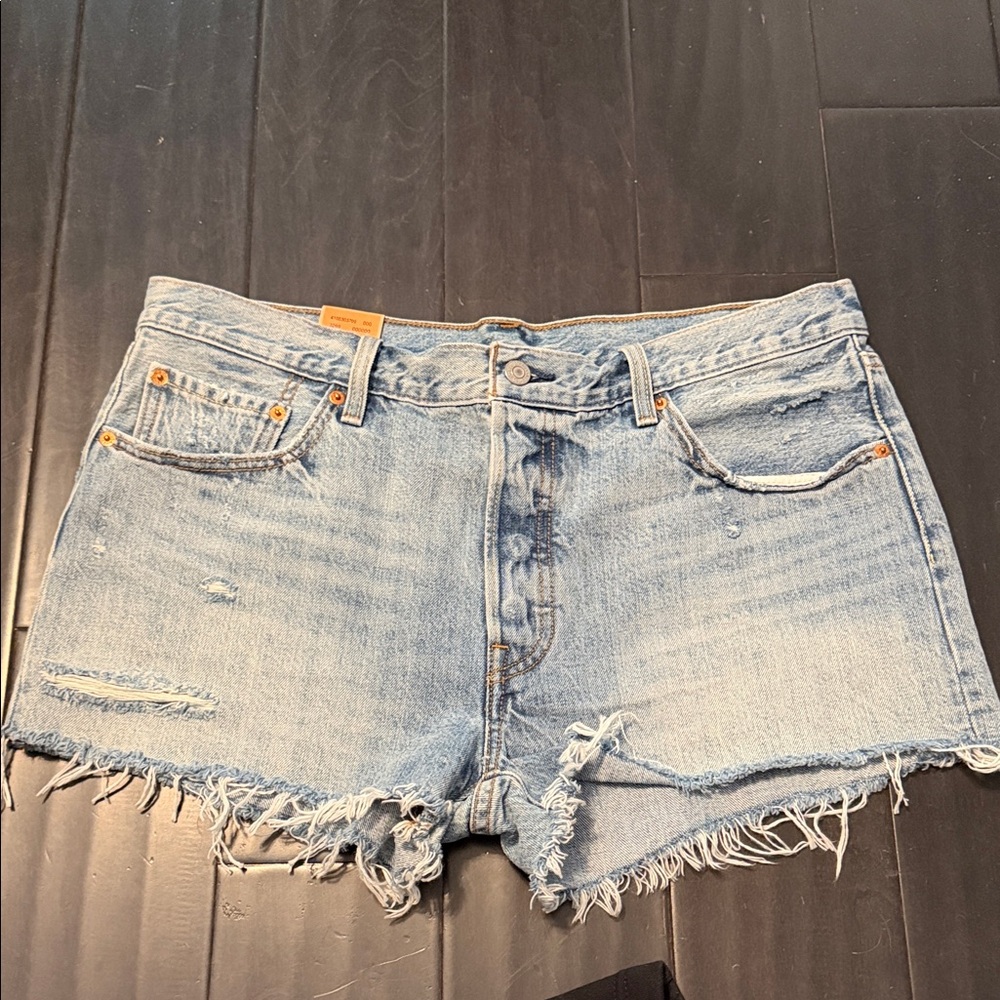Levi's 501 Distressed Light Blue Shorts